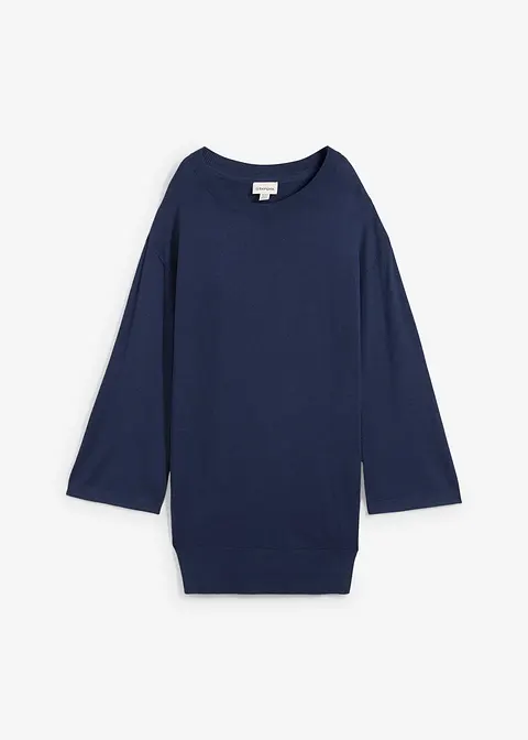 Longpullover in blau von vorne - bonprix