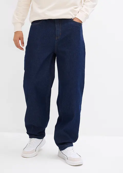Loose Fit, Stretch-Jeans, Straight in blau von vorne - bonprix