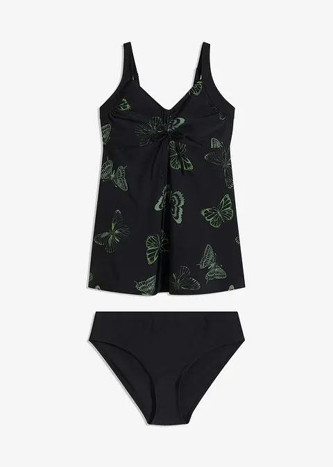 Long Tankini (2-tlg.Set) in schwarz von vorne - bonprix