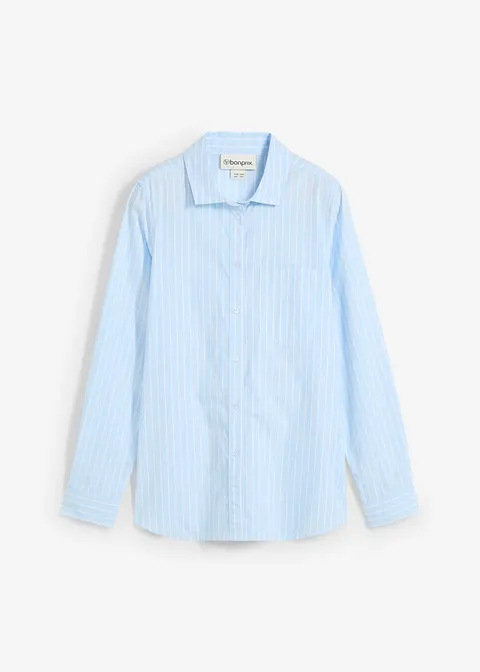 Bluse, Langarm in blau von vorne - bonprix