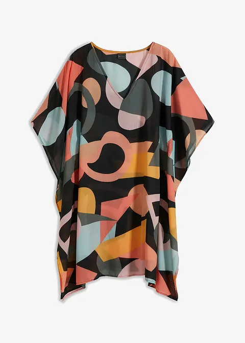 Transparente Strand Tunika in schwarz von vorne - bonprix