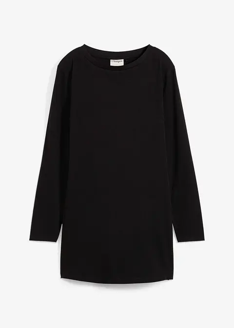 2-in-1 Umstandsshirt und Stillshirt aus Bio-Baumwolle in schwarz von vorne - bonprix
