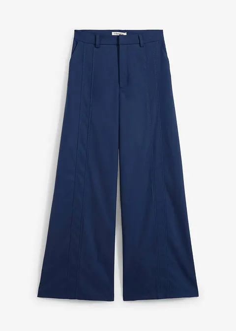 Marlenehose mit hohem Bund aus Viskose-Mix in blau von vorne - bonprix