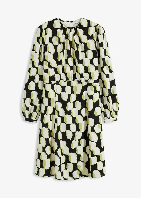 Kleid aus leichtem Crêpe in schwarz von vorne - bonprix