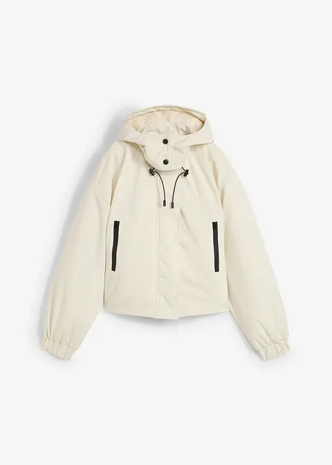 Outdoorjacke, verkürzt, wasserabweisend in beige von vorne - bonprix