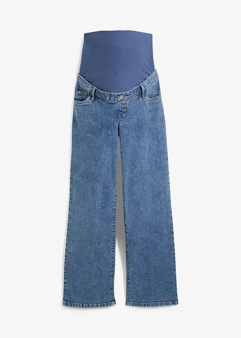 Umstandsjeans aus Bio-Baumwolle, Loose Fit in blau von vorne - bonprix