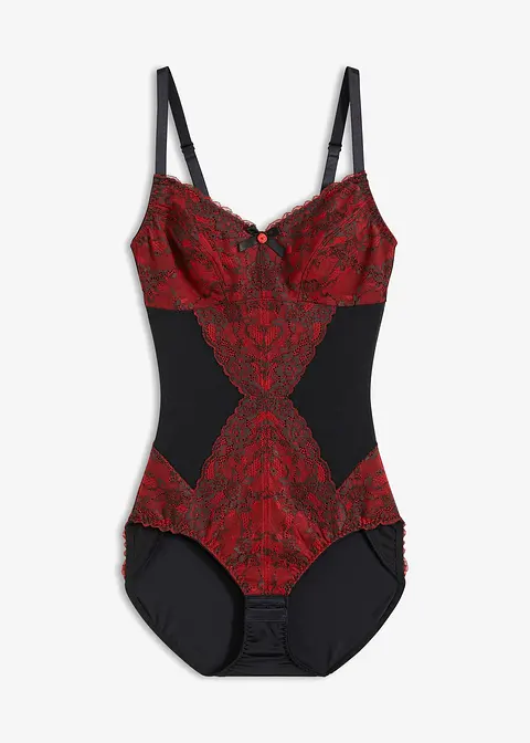 Geschmückter Shape Body mit starker Formkraft in schwarz von vorne - bonprix