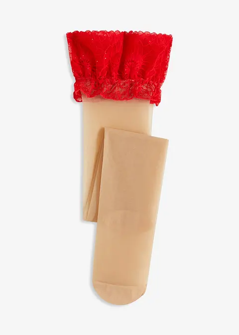 Strapsstrümpfe 20den in beige von vorne - bonprix