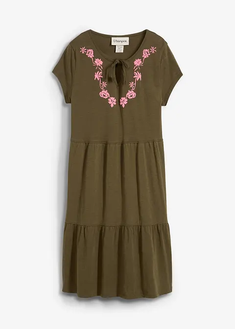 Baumwoll Tunika-Kleid, kurzarm in grün von vorne - bonprix