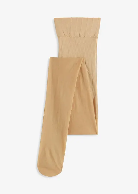 Formende Strumpfhose mit Push Up Effekt 30den in beige von vorne - bonprix