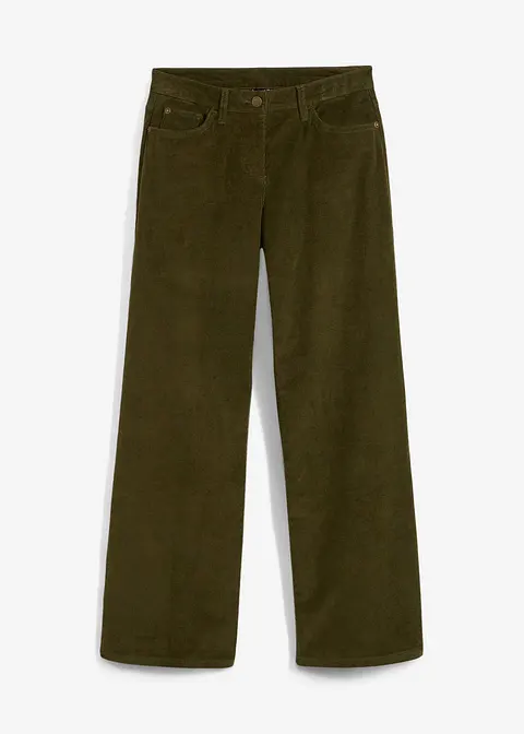 Cordhose im Marlene-Stil in grün von vorne - bonprix