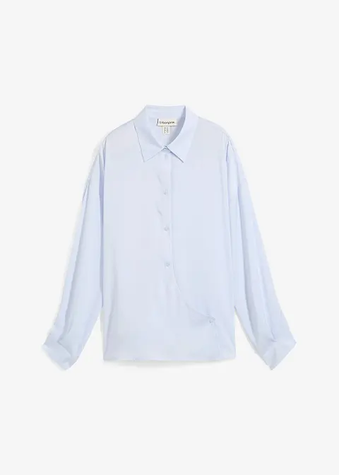 Hemdbluse aus feiner Viskose in blau von vorne - bonprix