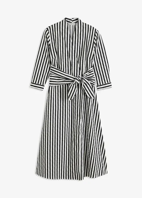 Midikleid mit Bindeband in weiß von vorne - bonprix