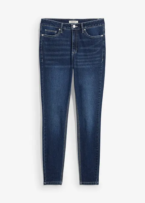 Skinny Jeans Mid Waist, cropped in blau von vorne - bonprix
