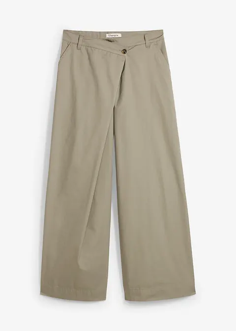 Marlenehose mit asymmetrischem Verschluss in grau von vorne - bonprix