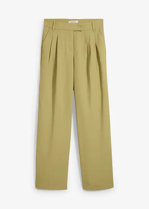 Weite Bundfaltenhose in grün von vorne - bonprix