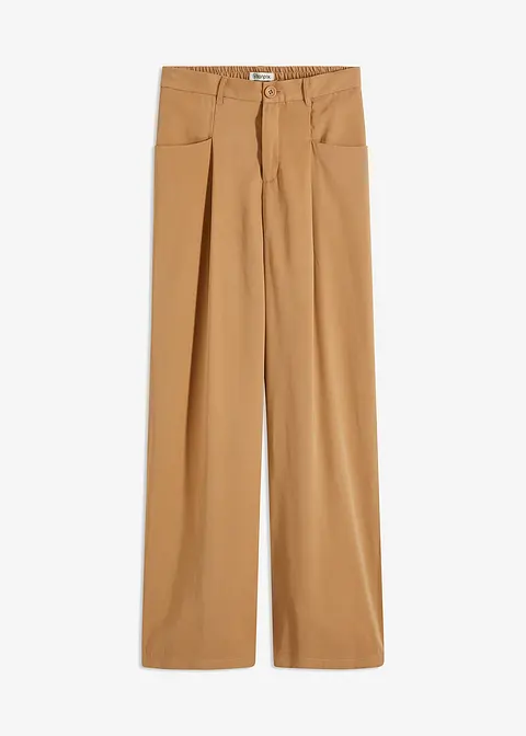 Palazzo-Hose mit Bequembund in beige von vorne - bonprix