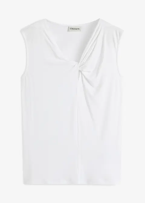 Jersey-Top mit Twist in weiß von vorne - bonprix