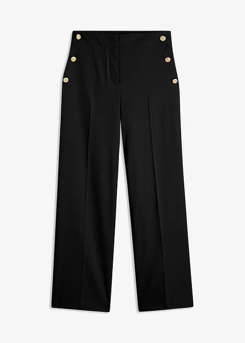 Marlenehose mit dekorativen Knöpfen in schwarz von vorne - bonprix