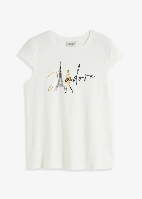 Shirt aus Bio-Baumwolle in weiß von vorne - bonprix
