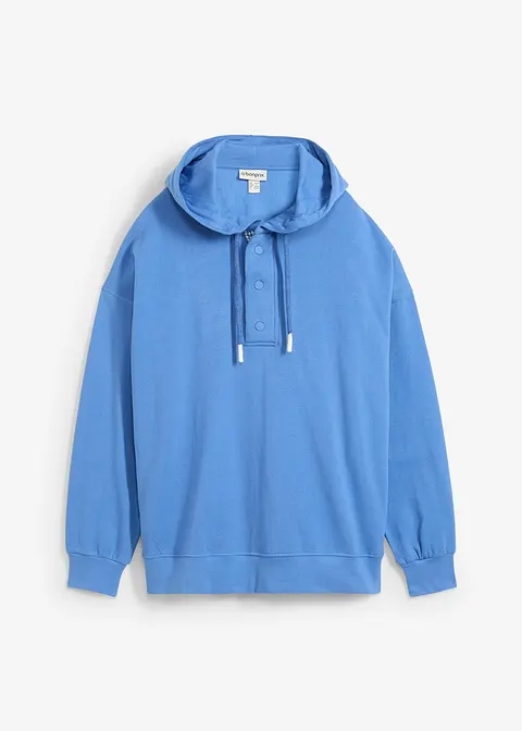 Oversize-Hoodie aus reiner Bio-Baumwolle in blau von vorne - bonprix