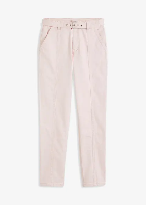 7/8-Twillhose mit Gürtel in rosa von vorne - bonprix