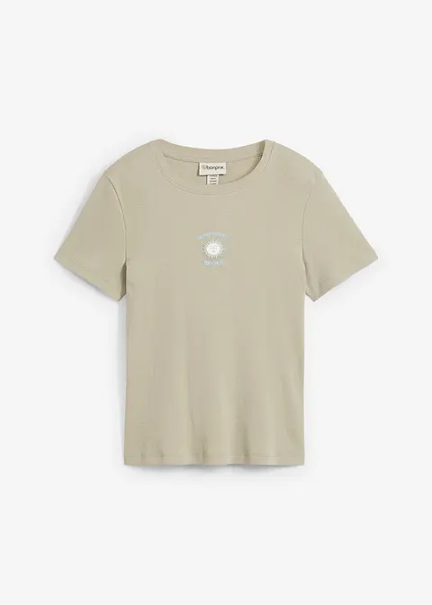 T-Shirt aus reiner Bio-Baumwolle in grün von vorne - bonprix