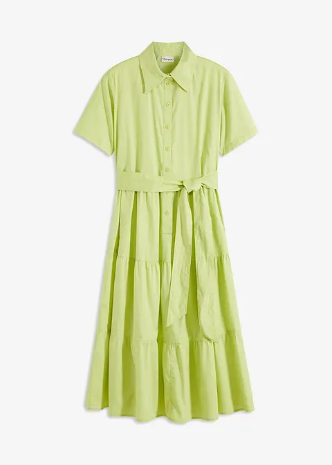 Blusenkleid aus elastischem Baumwoll-Mix in grün von vorne - bonprix