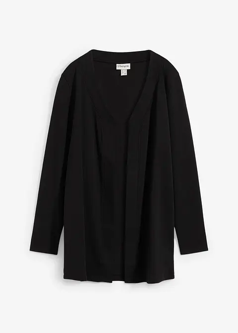 Shirtjacke aus reiner Bio-Baumwolle in schwarz von vorne - bonprix