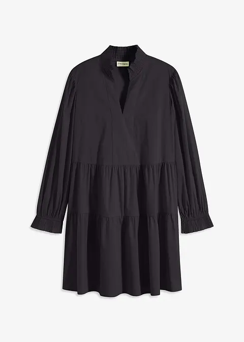 Minikleid mit Volants in schwarz von vorne - bonprix