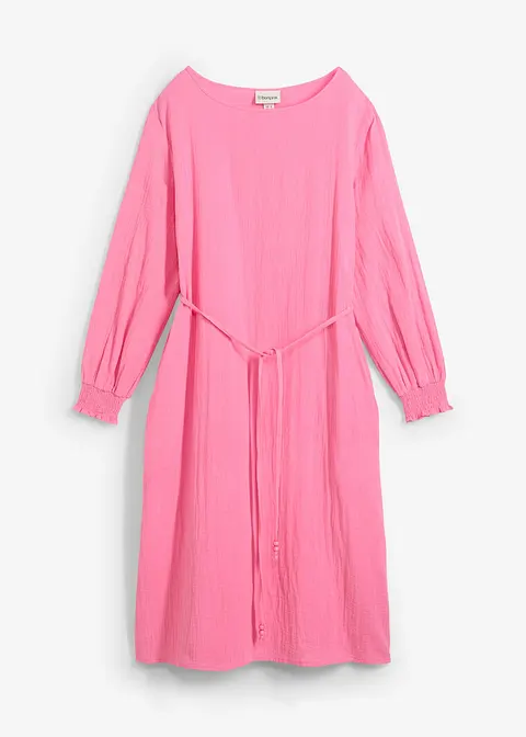 Musselinkleid mit Taschen in pink von vorne - bonprix