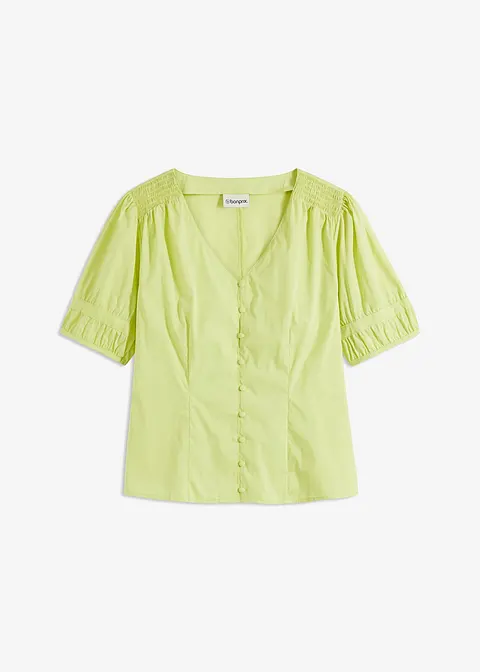Bluse mit Puffärmeln in grün von vorne - bonprix