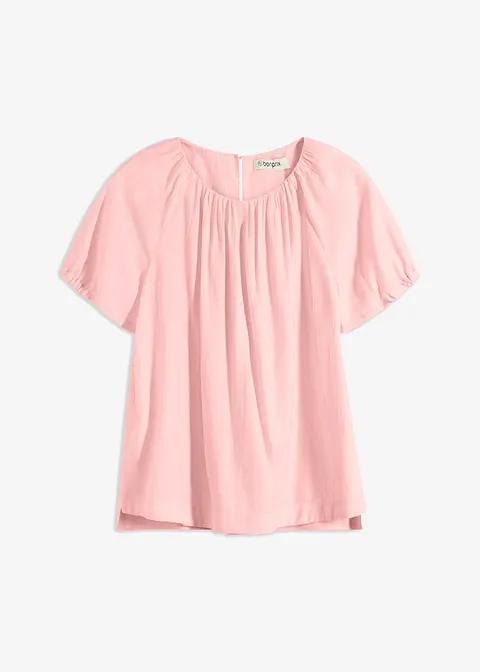 Bluse aus strukturiertem Crinkle in rosa von vorne - bonprix