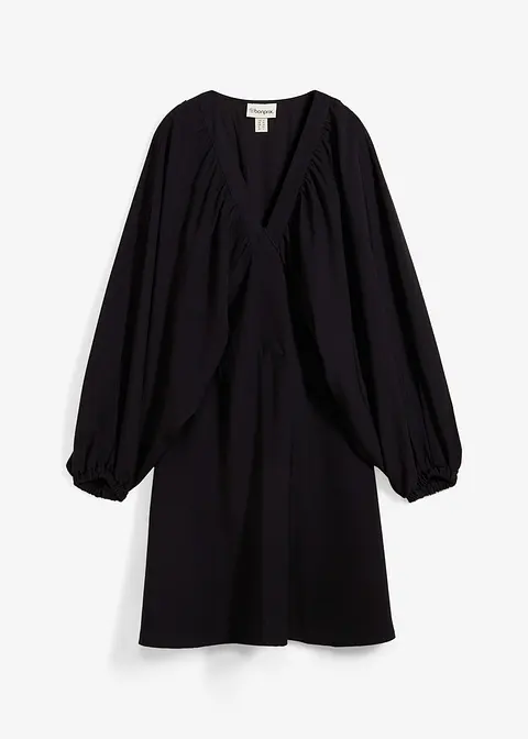 Minikleid aus fließendem Viskose-Mix in schwarz von vorne - bonprix