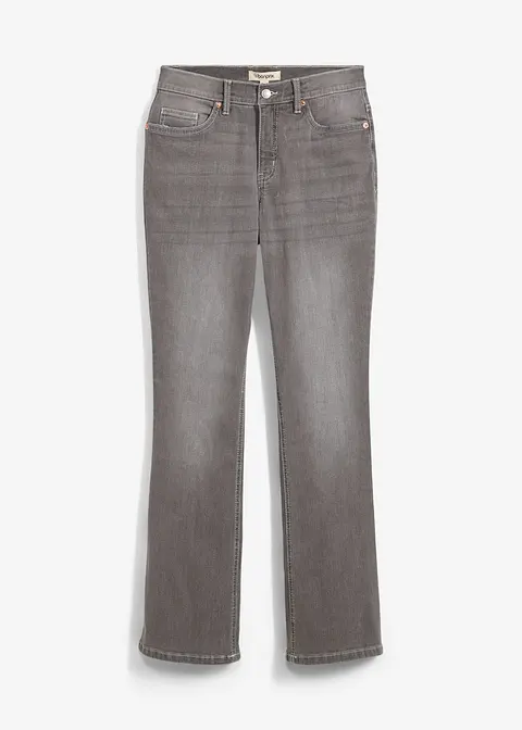 Bootcut-Jeans, High Waist in grau von vorne - bonprix