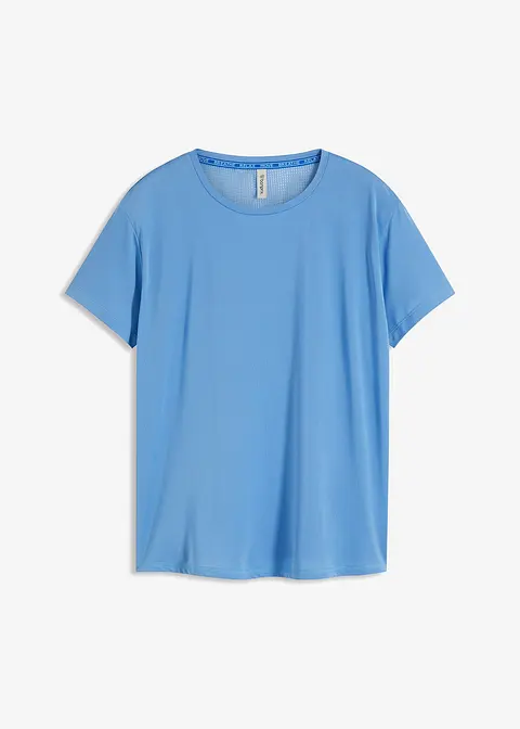 Funktionsshirt mit Mesheinsatz, schnelltrocknend in blau von vorne - bonprix