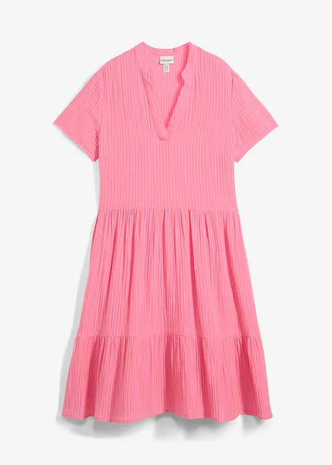 Gestreiftes Kleid aus Musselin in pink von vorne - bonprix