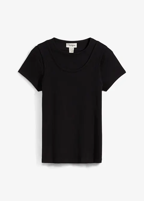 T-Shirt aus reiner Baumwolle in schwarz von vorne - bonprix
