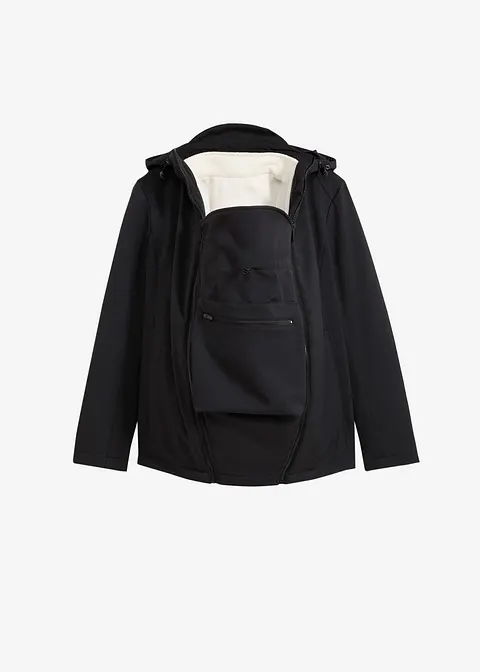 6-in-1 Umstands-Tragejacke mit herausnehmbarer Fleecejacke in schwarz von vorne - bonprix