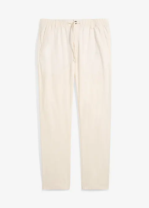 Regular Fit Chinohose mit Leinen, Straight in beige von vorne - bonprix