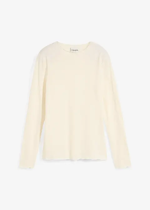 Weiches Langarmshirt in beige von vorne - bonprix