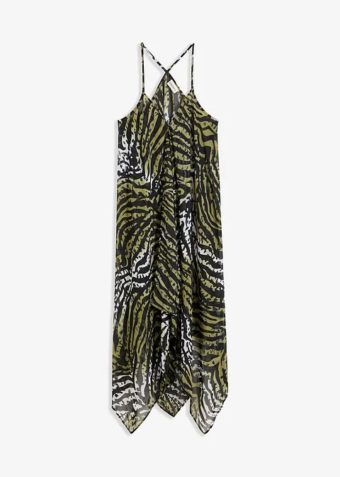 Chiffon Strand Maxikleid in grün von vorne - bonprix