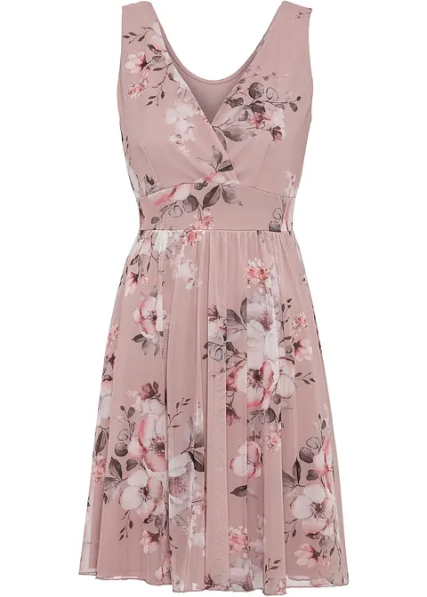 Minikleid mit bedrucktem Mesh in rosa - bonprix