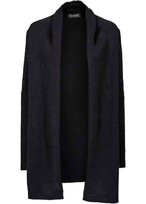 Longstrickjacke in schwarz von vorne - bonprix