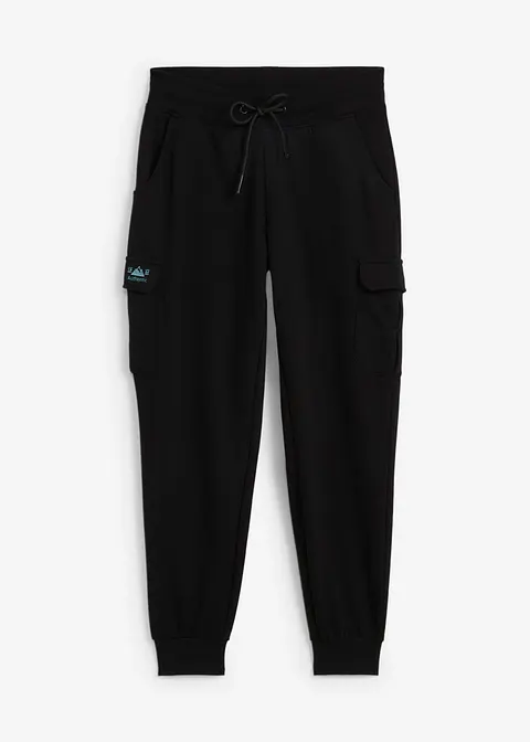 Jogginghose mit Cargotaschen in schwarz von vorne - bonprix