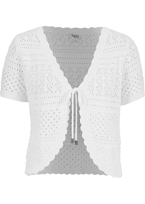 Bolero in Häkel-Optik, kurzarm in weiß von vorne - bonprix