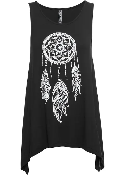 Bedrucktes Long-Top in schwarz von vorne - bonprix