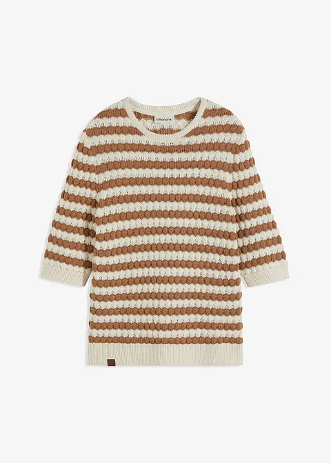 Strickshirt, halbarm in braun von vorne - bonprix