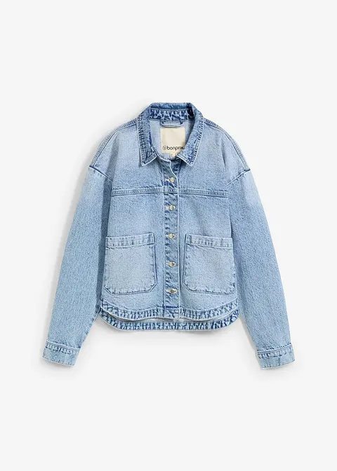 Denim Shaket / Jeansjacke in blau von vorne - bonprix