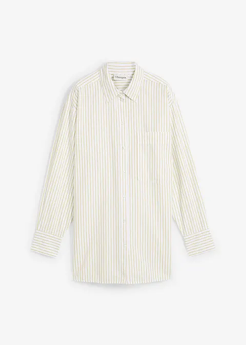 Gestreifte Hemd-Bluse in grün von vorne - bonprix